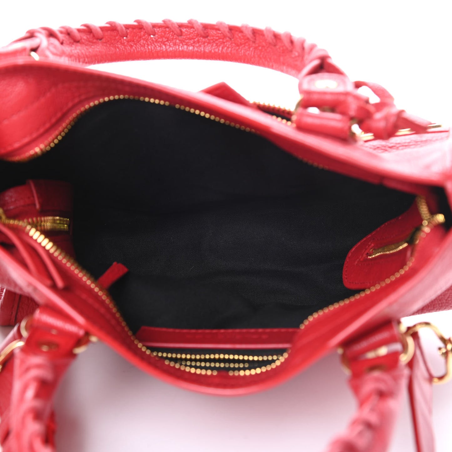 Chevre Gold Metallic Edge Hardware Mini City Rouge Grenade