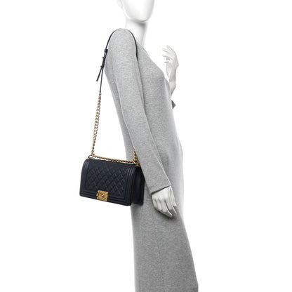 Chanel Caviar Quilted Medium Boy Flap Navy 2 of 10