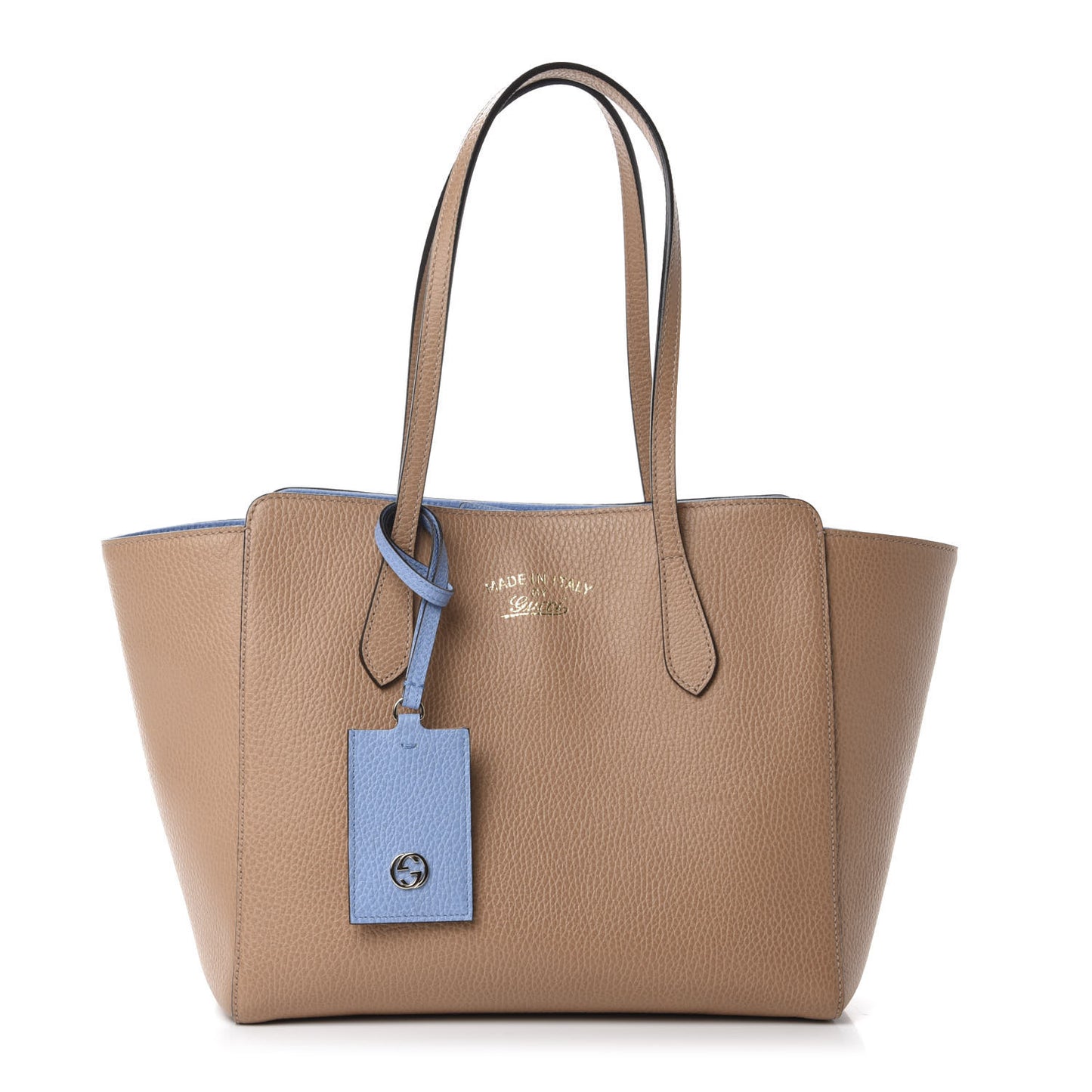 Dollar Calfskin Small Swing Tote Camelia Mineral Blue