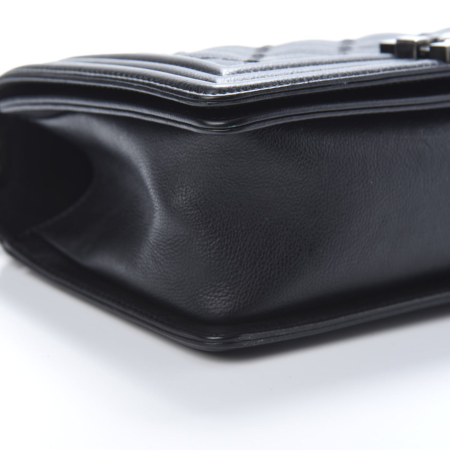 Calfskin Double Stitch Medium Boy Flap Black