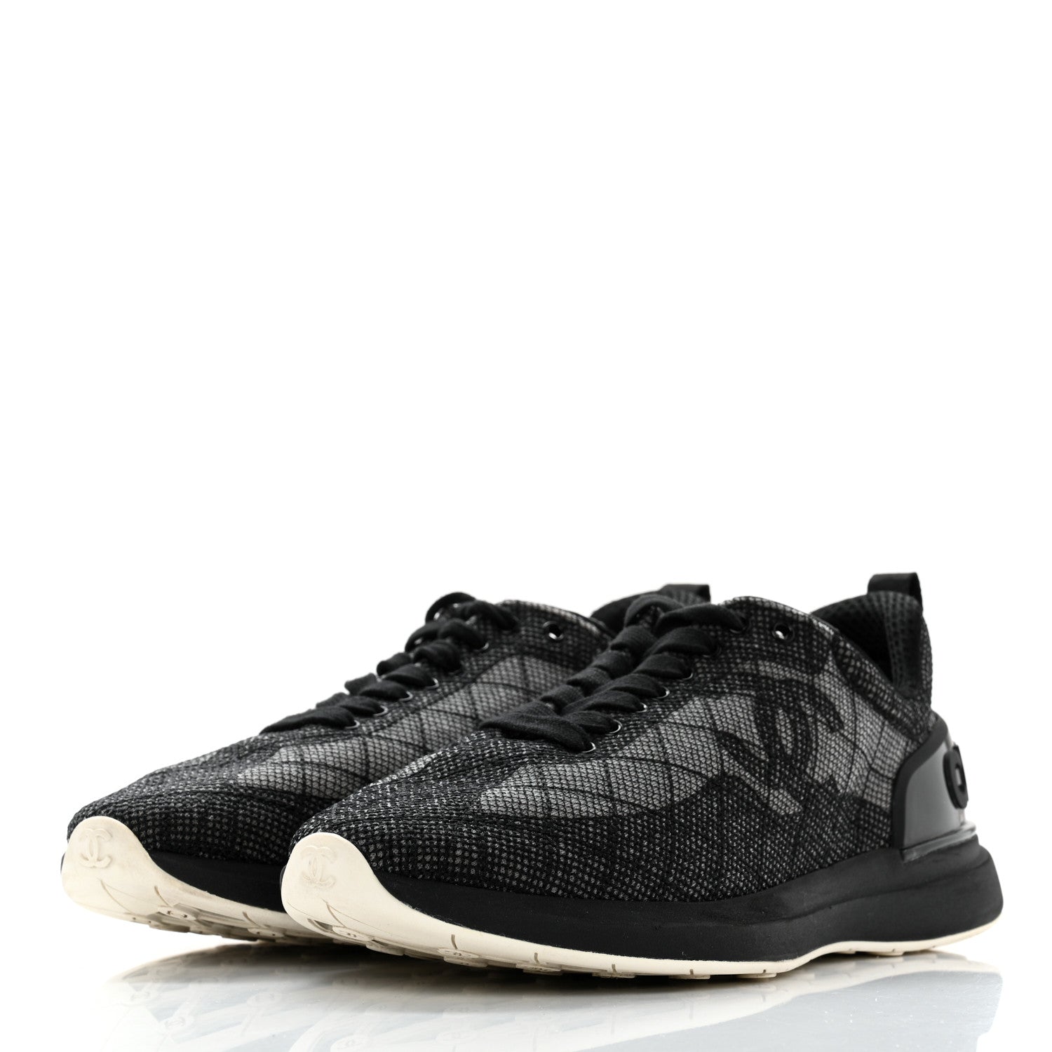 Chanel Mesh Embroidered CC Sneakers 38 Black 3 of 10