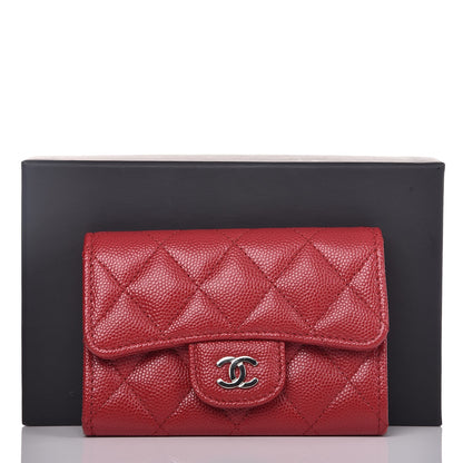 Chanel Caviar Quilted Flap Card Holder Red 9 of 9