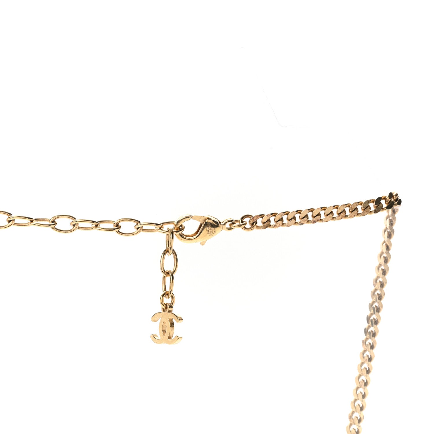 Chanel Metal Crystal CC Boy Pendant Long Necklace Gold 6 of 7