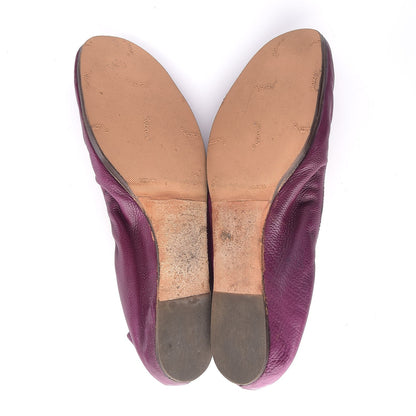 Lanvin Lambskin Elastic Ballet Flats 42 Purple 7 of 9
