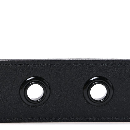 Saint Laurent Snakeskin Calfskin Crocodile Embossed Buckle Belt Black 4 of 6