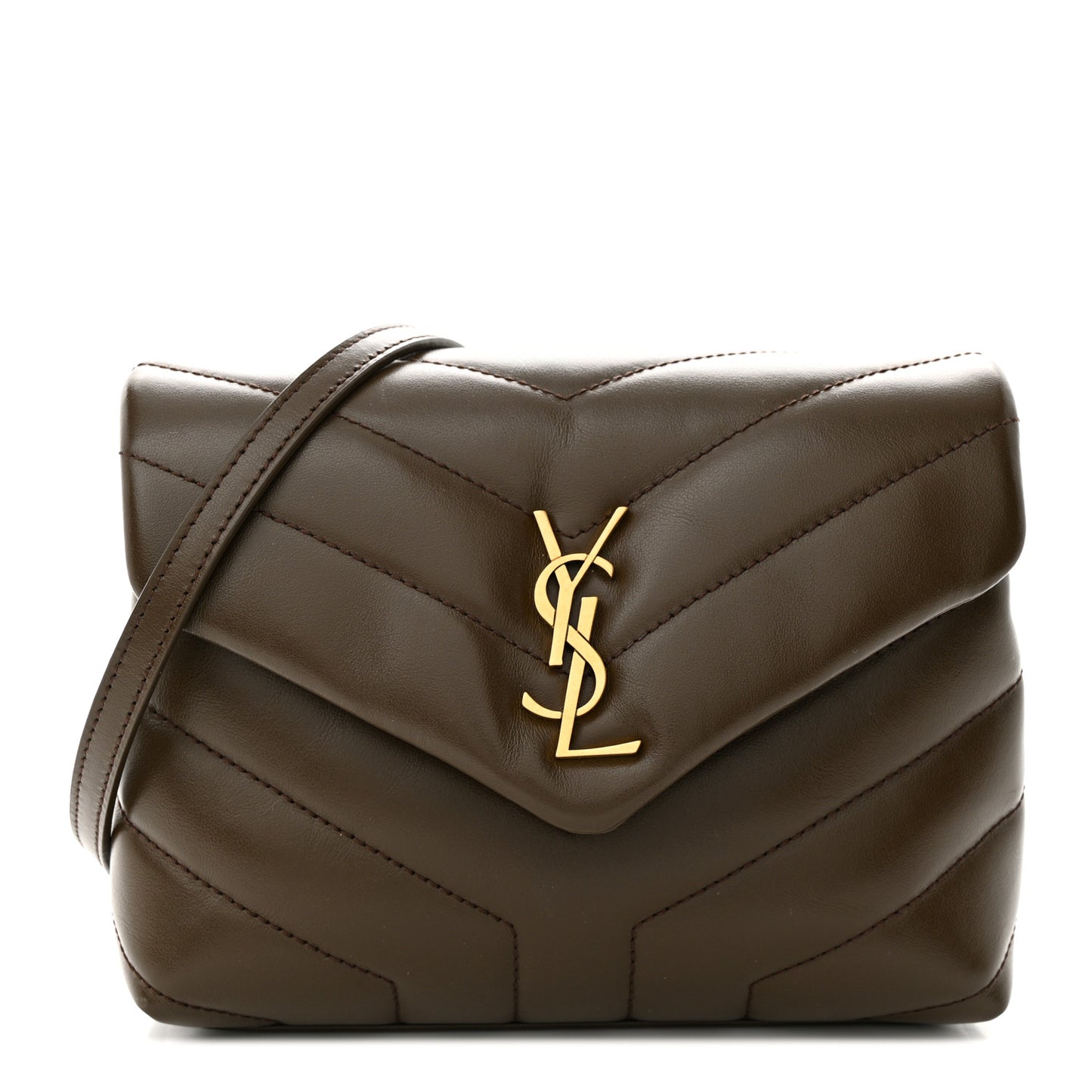 Calfskin Y Quilted Monogram Toy Loulou Crossbody Bag Soil Brown