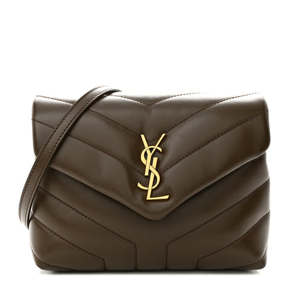 Saint Laurent Calfskin Y Quilted Monogram Toy Loulou Crossbody Bag Soil Brown 1 of 10
