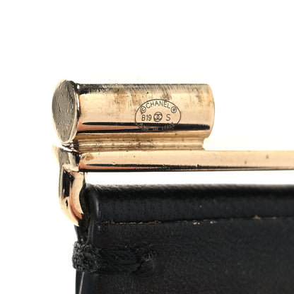 Chanel Lambskin Cha-Nel Logo Cuff Set M Gold Black 4 of 5