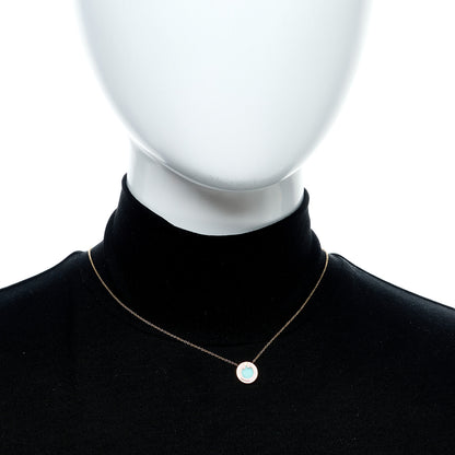 Tiffany 18K Rose Gold Diamond Turquoise Small T Circle Pendant Necklace 2 of 7