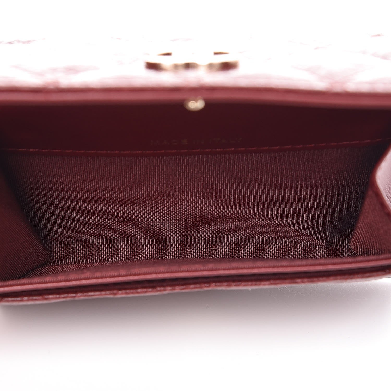 Chanel Calfskin Camellia Embossed Quilted Card Holder Burgundy 5 of 8