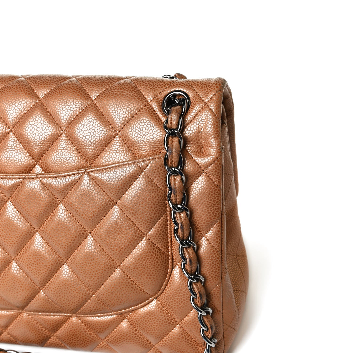 Chanel Metallic Caviar Quilted Jumbo Double Flap Copper 17 of 24