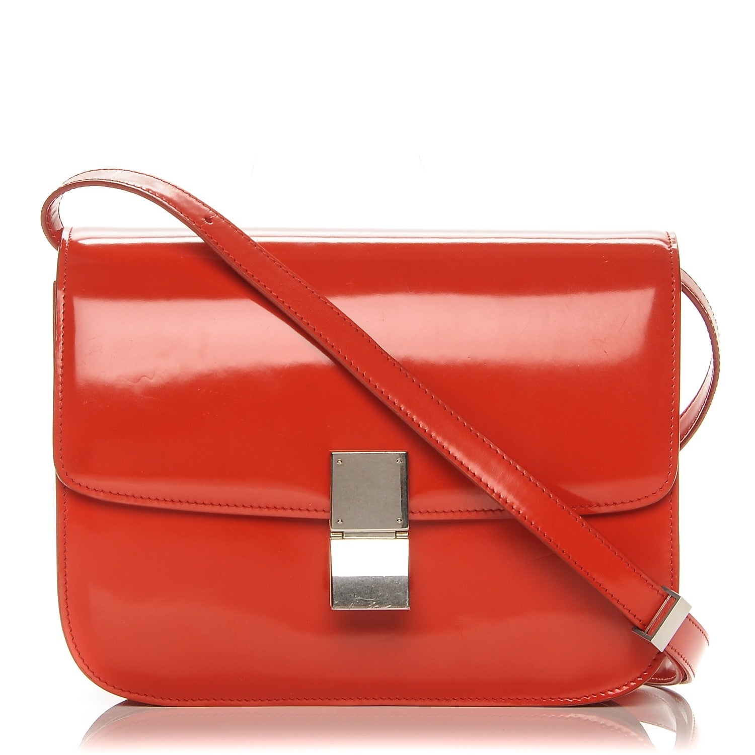 Celine Spazzolato Calfskin Classic Box Medium Flap Vermillion 1 of 10
