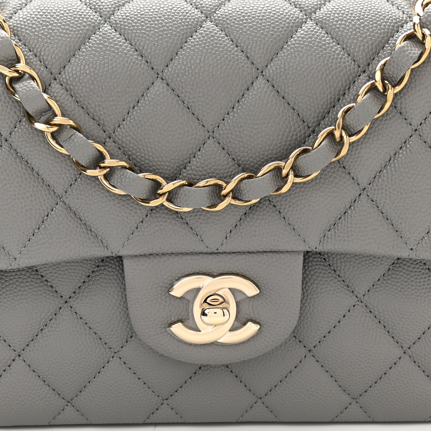 Chanel Caviar Quilted Small Double Flap Grey 8 of 11