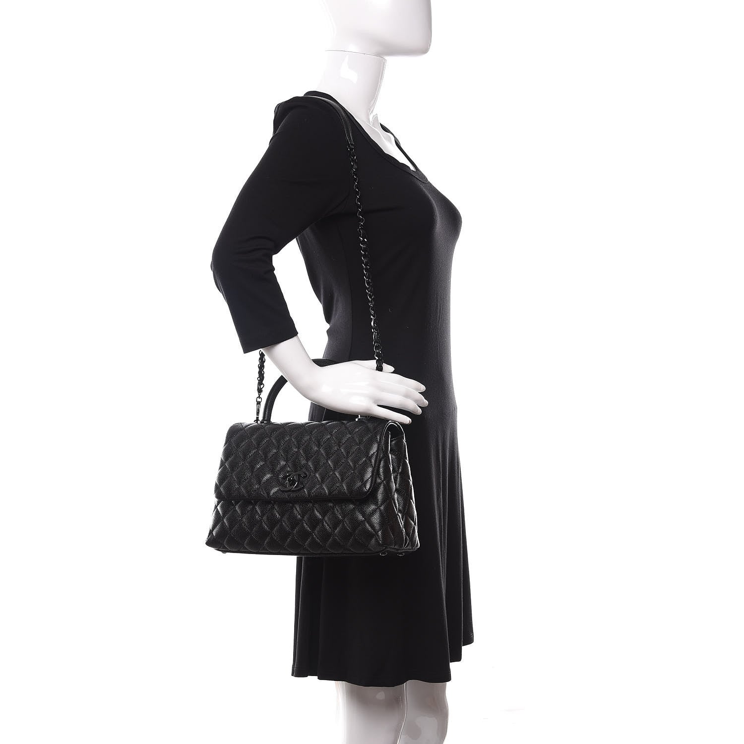 Chanel Caviar Quilted Small Coco Handle Flap So Black 2 of 10