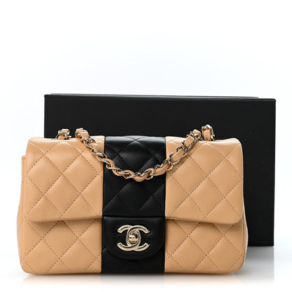 Chanel Lambskin Quilted Mini Rectangular Flap Beige Black 12 of 12