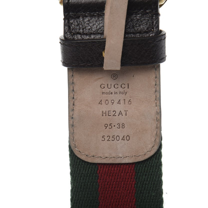 Gucci Nylon Textured Calfskin Double G Web 40mm Belt 95 38 Green Red Dark Cocoa 7 of 9