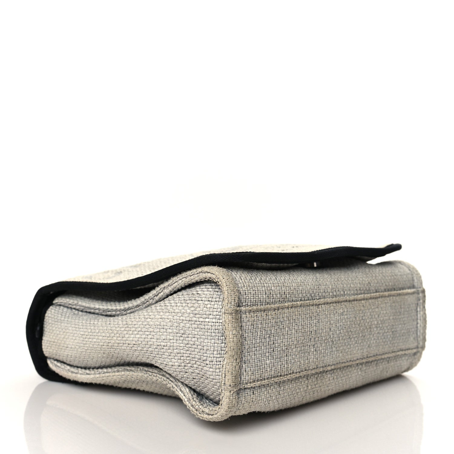 Chanel Woven Straw Raffia Small Deauville Messenger Grey 4 of 11