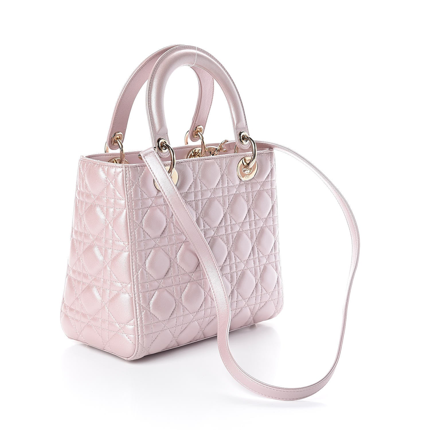 Christian Dior Pearly Lambskin Cannage Medium Lady Dior Lotus 3 of 9