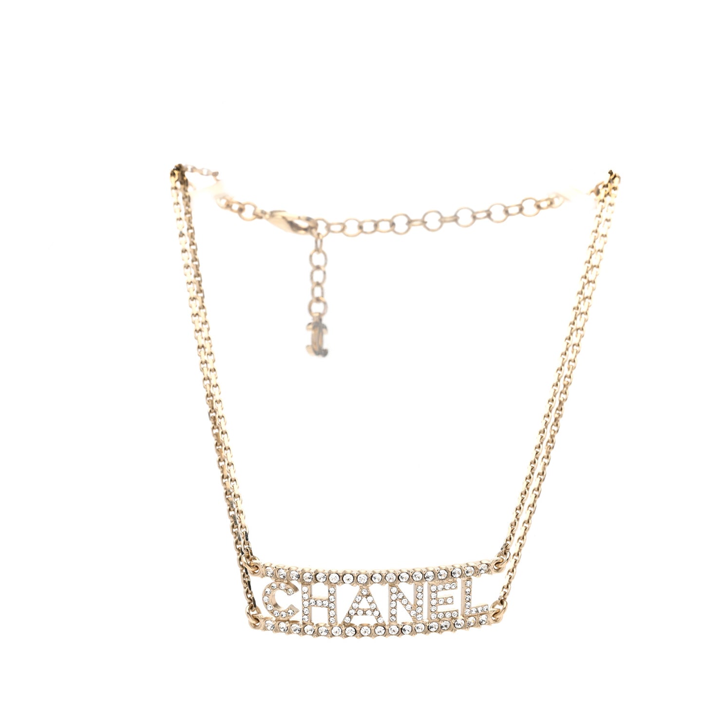 Metal Crystal Logo Choker Necklace Gold
