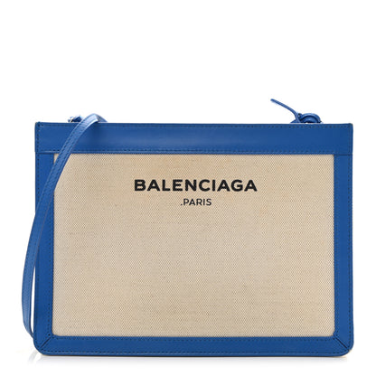 Balenciaga Cotton Canvas Pochette Crossbody Bag Bleu Pacifique 1 of 11
