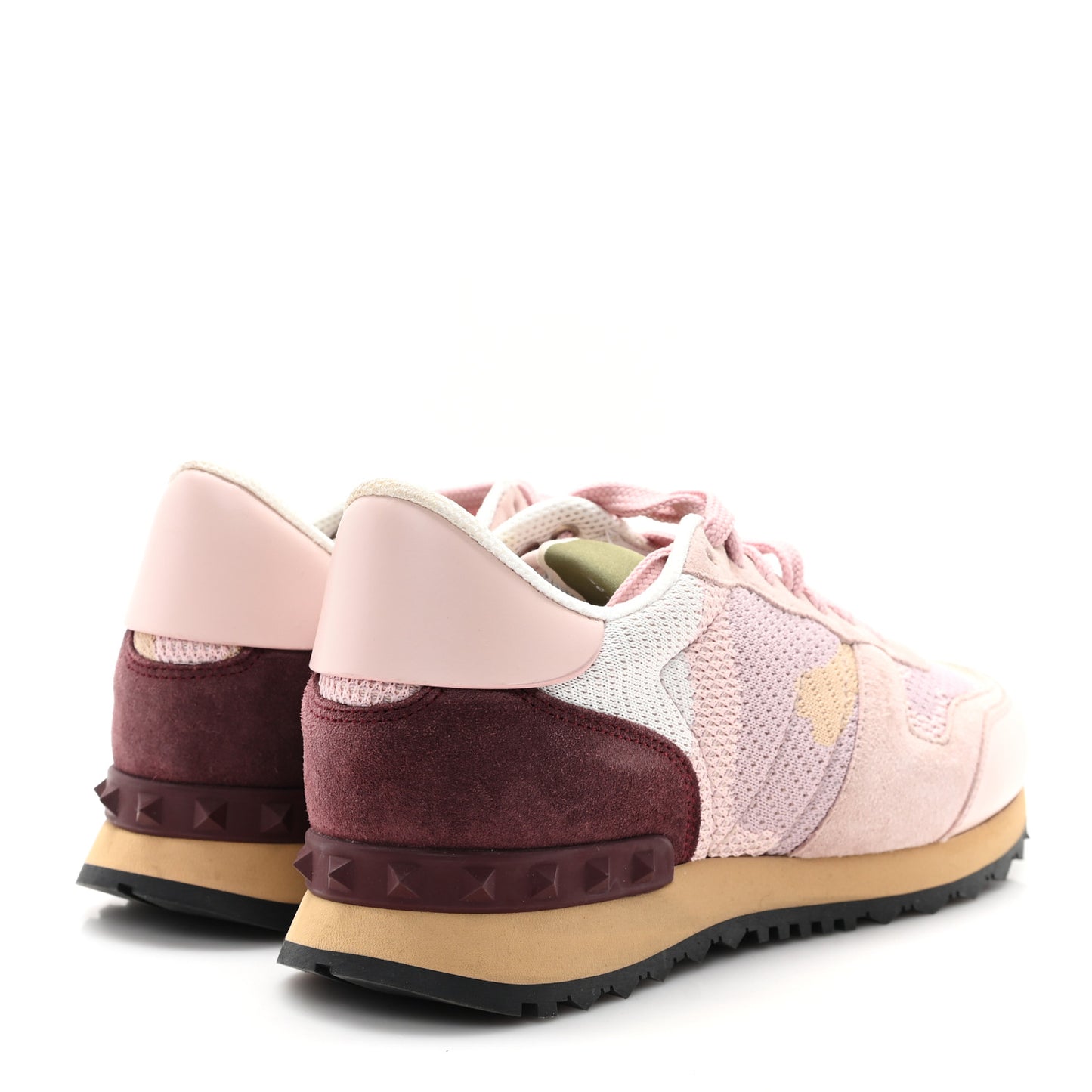 Mesh Fabric Suede Camouflage Womens Rockrunner Sneakers 37.5 Multicolor