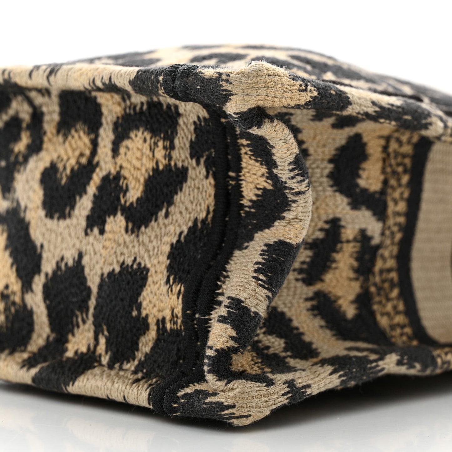 Canvas Mizza Embroidered Mini Book Tote Phone Bag Beige