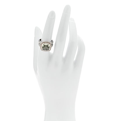 David Yurman Sterling Silver Diamond Prasiolite 11mm Albion Ring 55 7.25 2 of 5