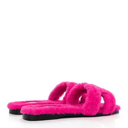 Hermes Woolskin Oran Sandals 36 Rose Fuchsia 3 of 4