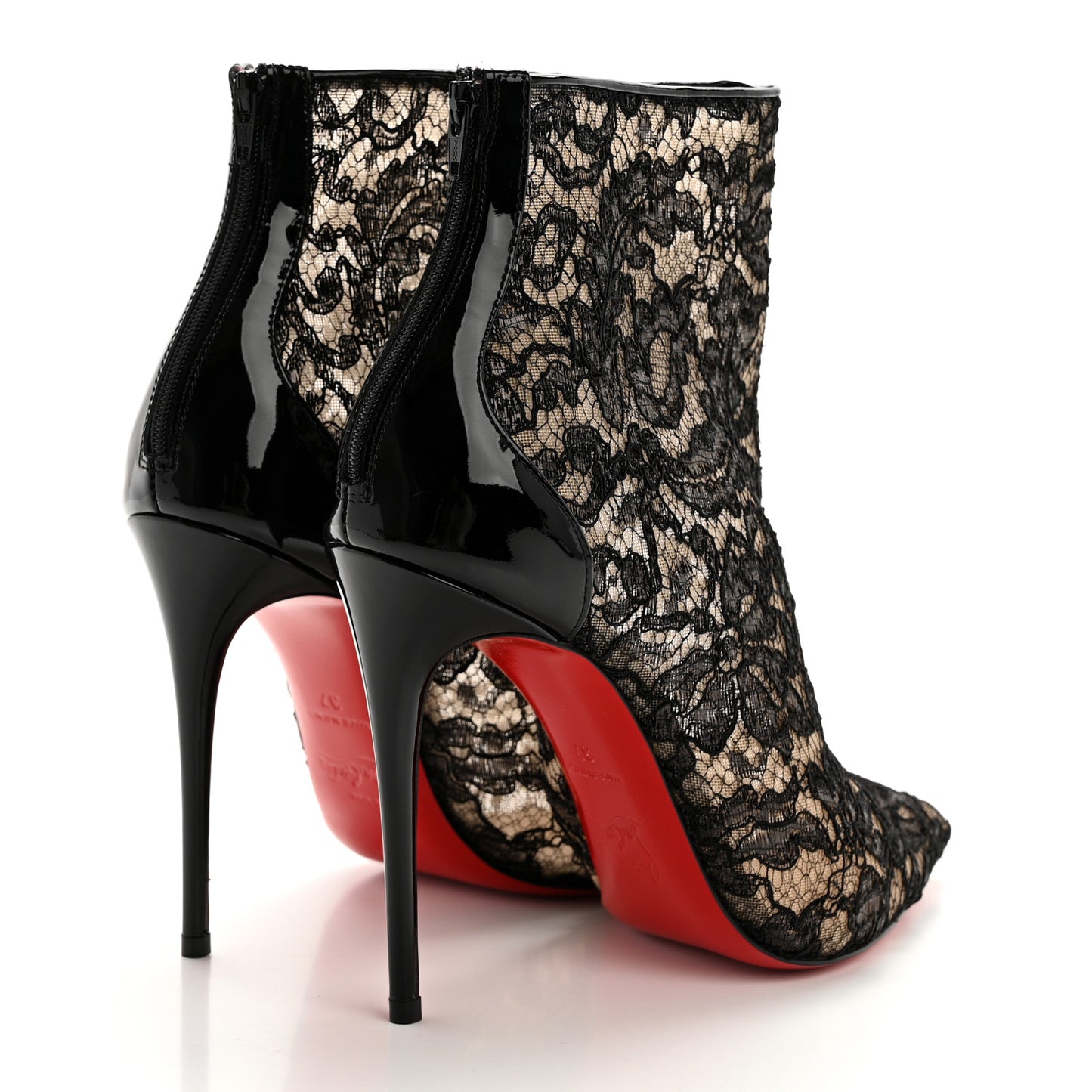 Patent Rete Lace Dentelle Psybootie 100 Ankle Boots 37 Black