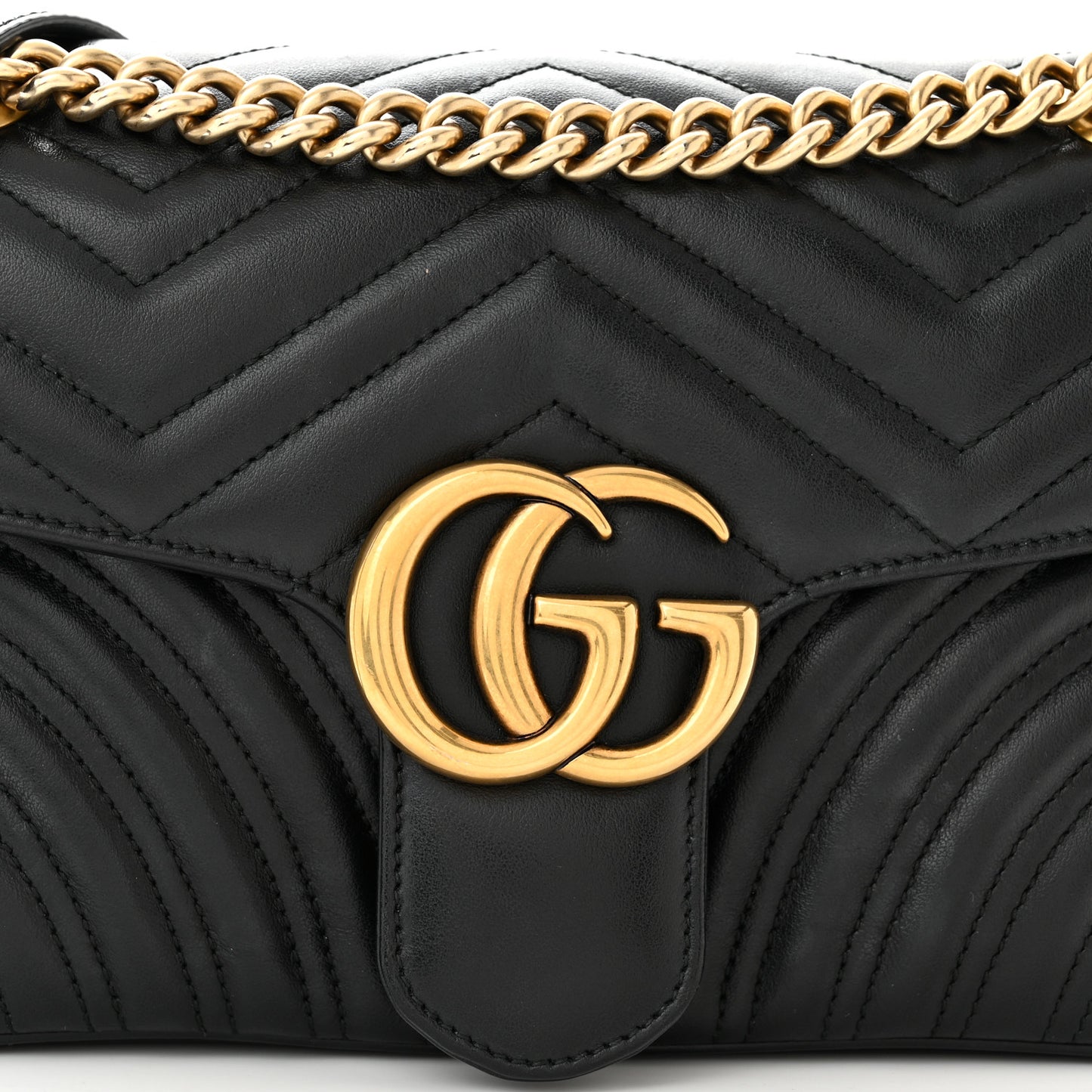 Calfskin Matelasse Small GG Marmont Shoulder Bag Black