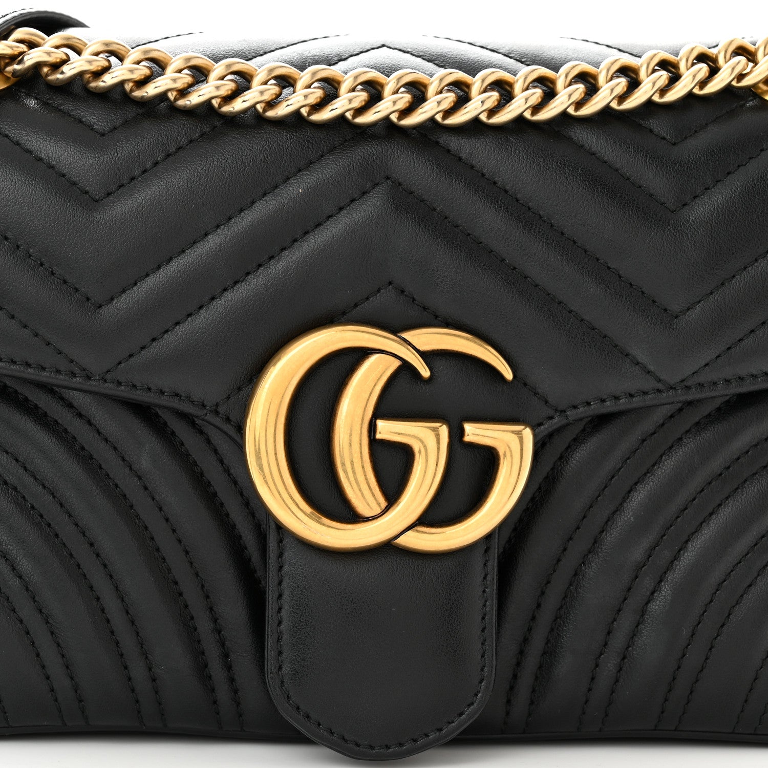 Gucci Calfskin Matelasse Small GG Marmont Shoulder Bag Black 8 of 11