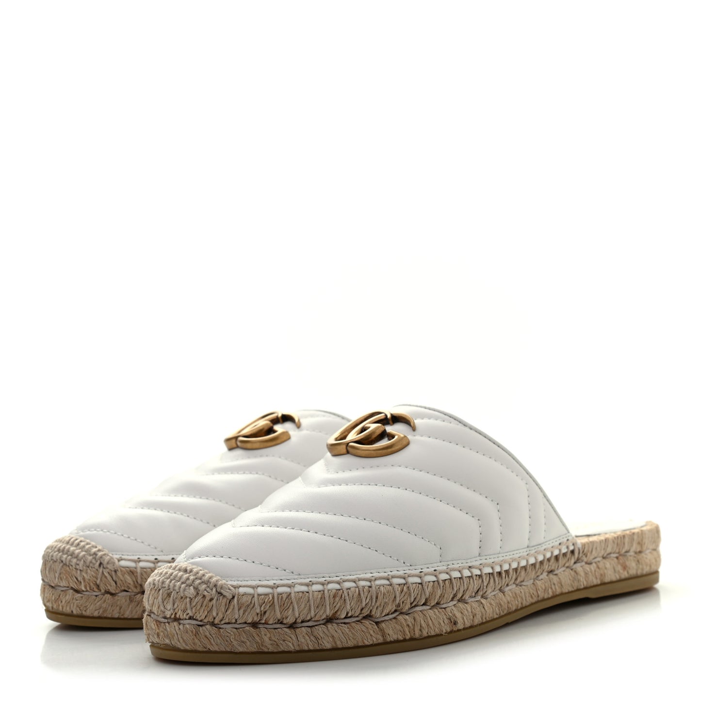 Nappa Matelasse GG Marmont Espadrille Slippers 39 Great White