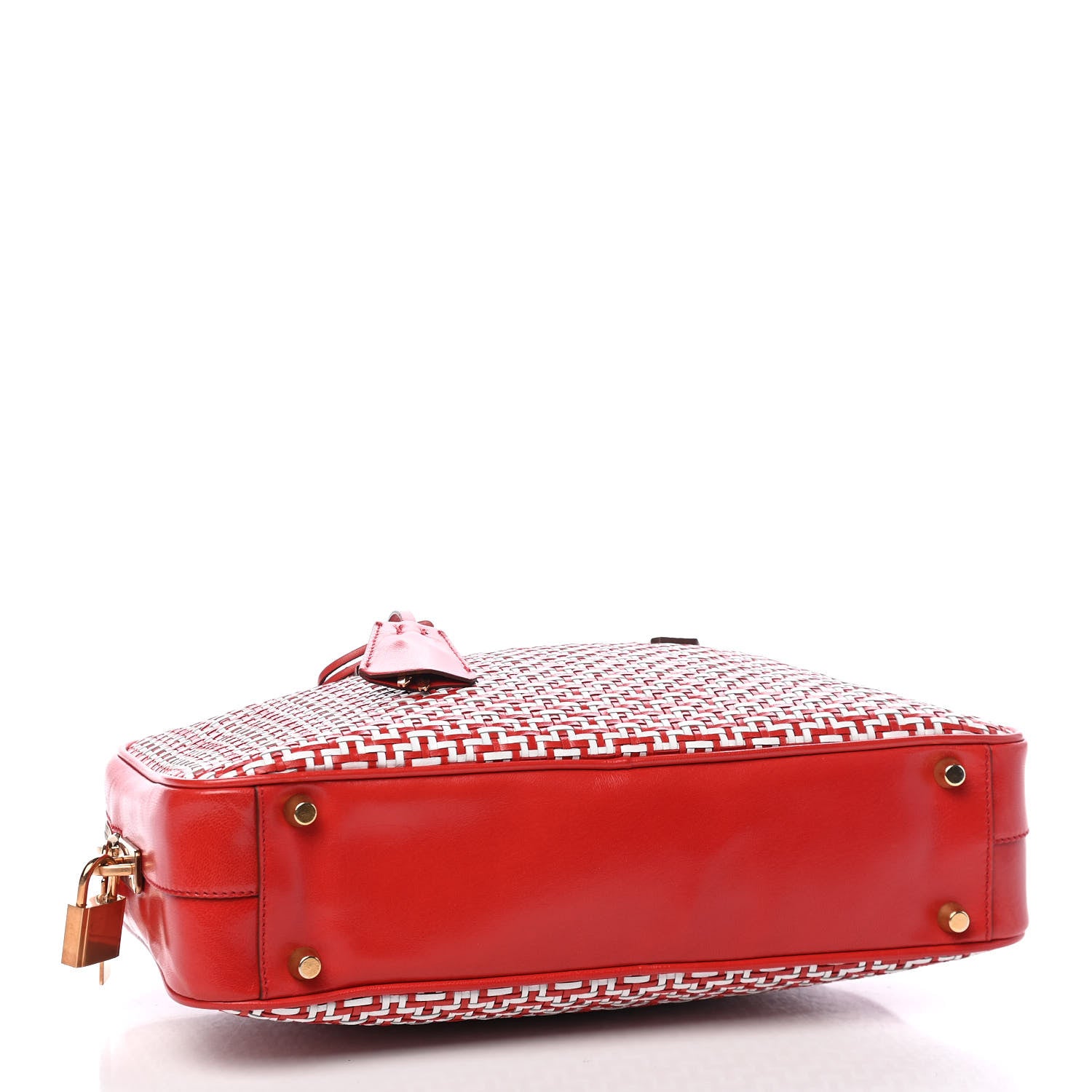 Prada Goatskin Intreccio Top Handle Bag Bianco Fuoco 4 of 9