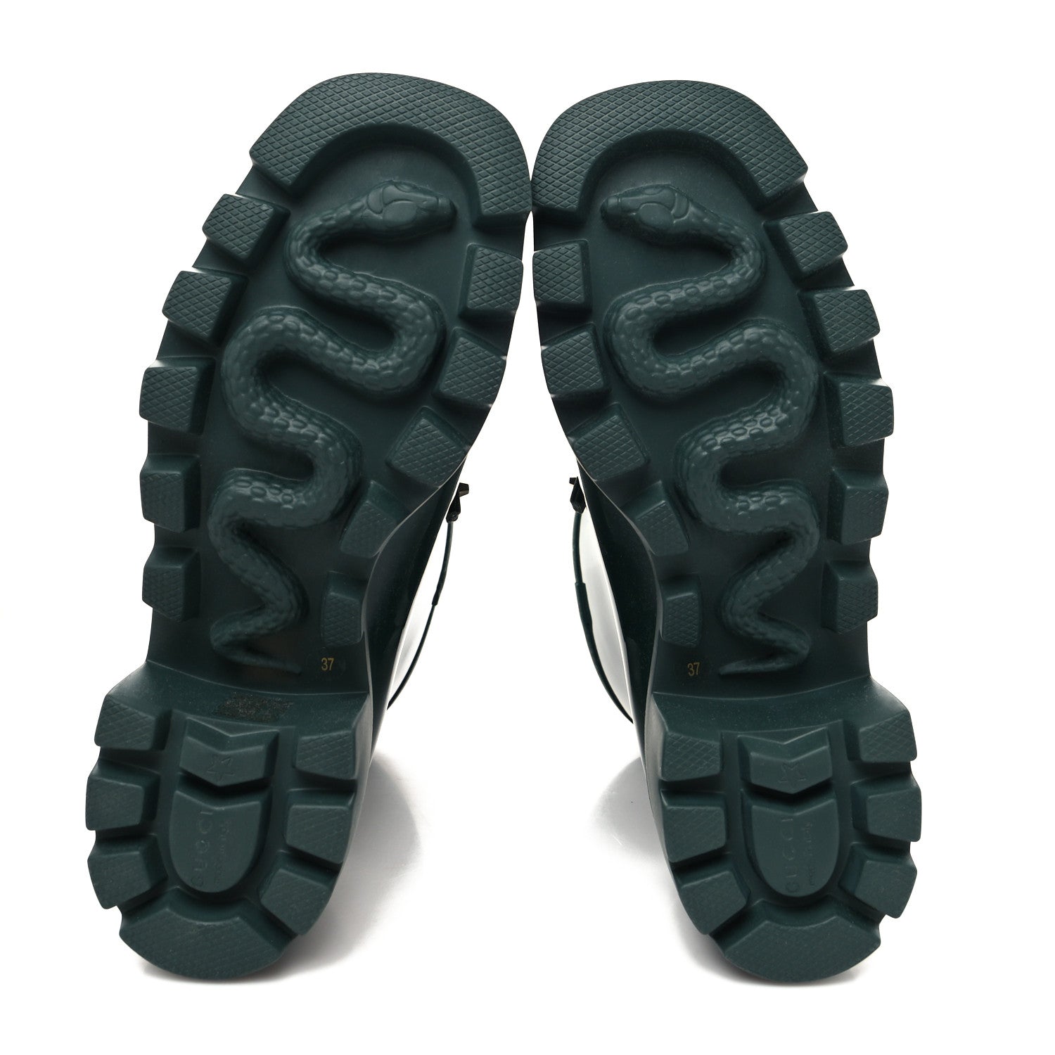 Gucci Rubber Womens Horsebit Ankle Boots 37 Vintage Green 5 of 8