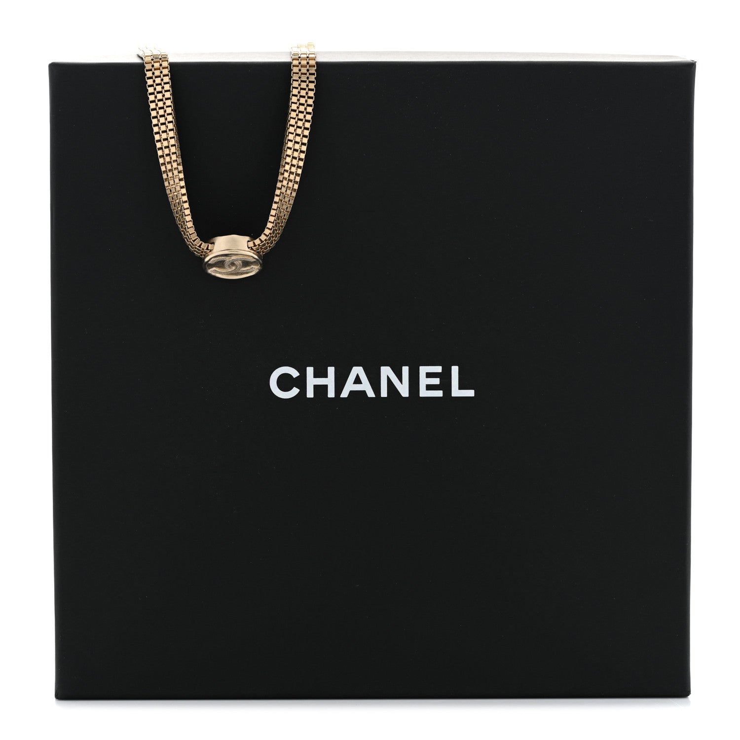 Chanel Metal Chain Link CC Medallion Choker Necklace Gold 7 of 7