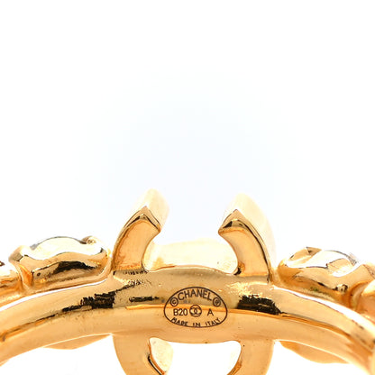 Chanel Crystal CC Turnlock Hoop Earrings Gold 4 of 5