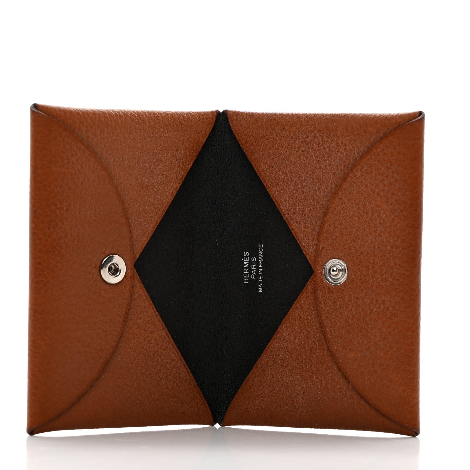 Hermes Barenia Verso Calvi Card Case Fauve Black 6 of 9