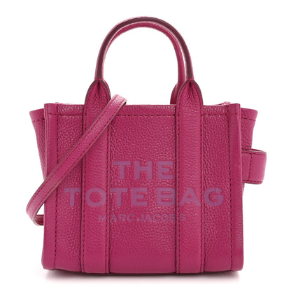 Marc Jacobs Grained Calfskin Mini The Tote Bag Lipstick Pink 1 of 12