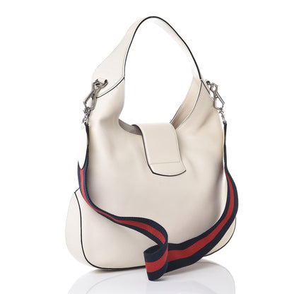 Gucci Calfskin Web Stripe Medium Dionysus Hobo White 3 of 7