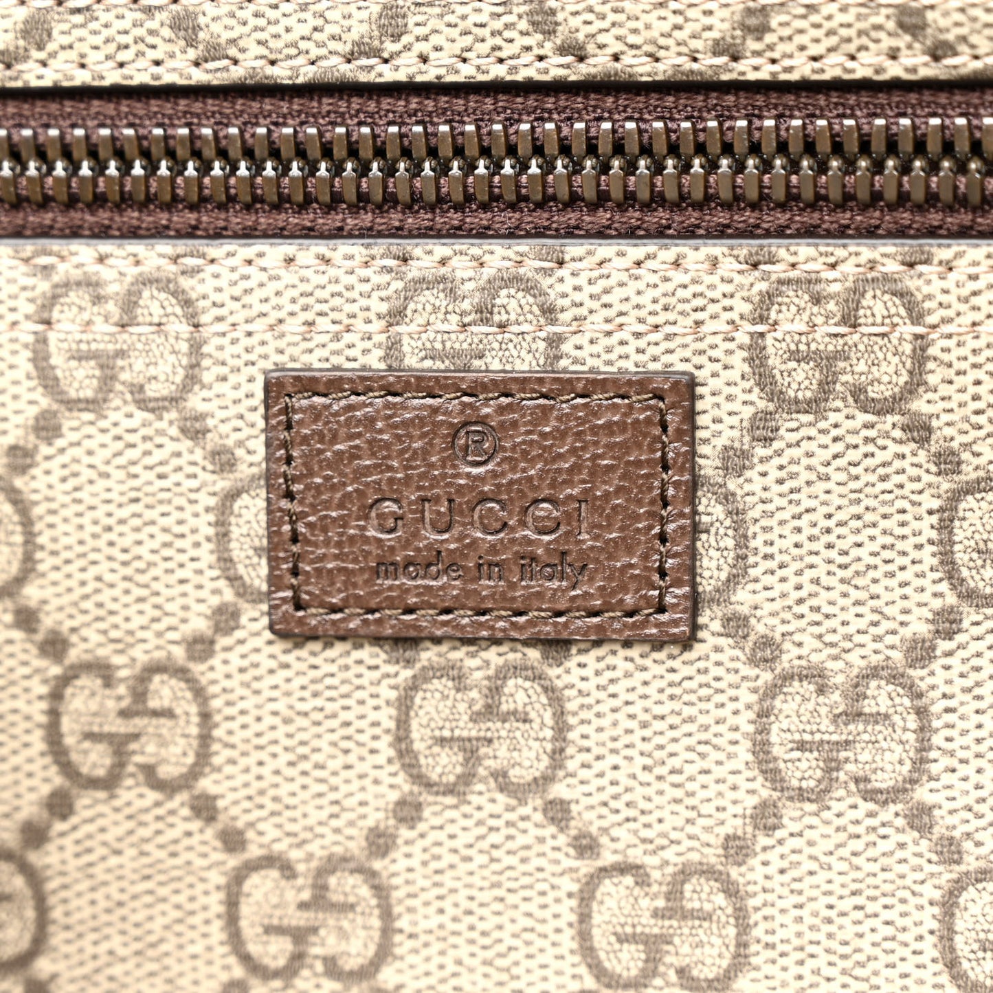 GG Supreme Monogram Textured Dollar Calfskin Web Savoy Duffle Bag Beige Ebony