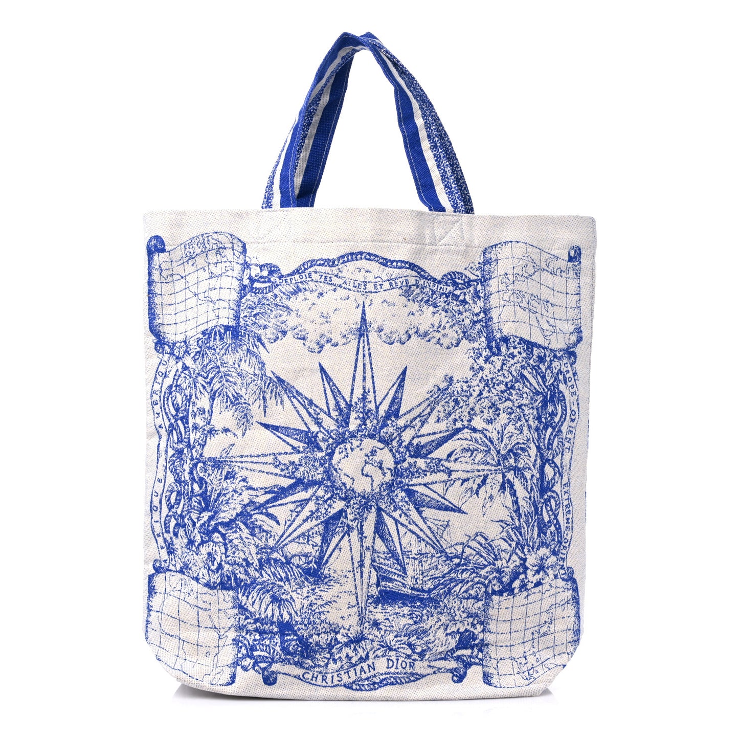 Canvas Print Cruise Tote Ivory Blue