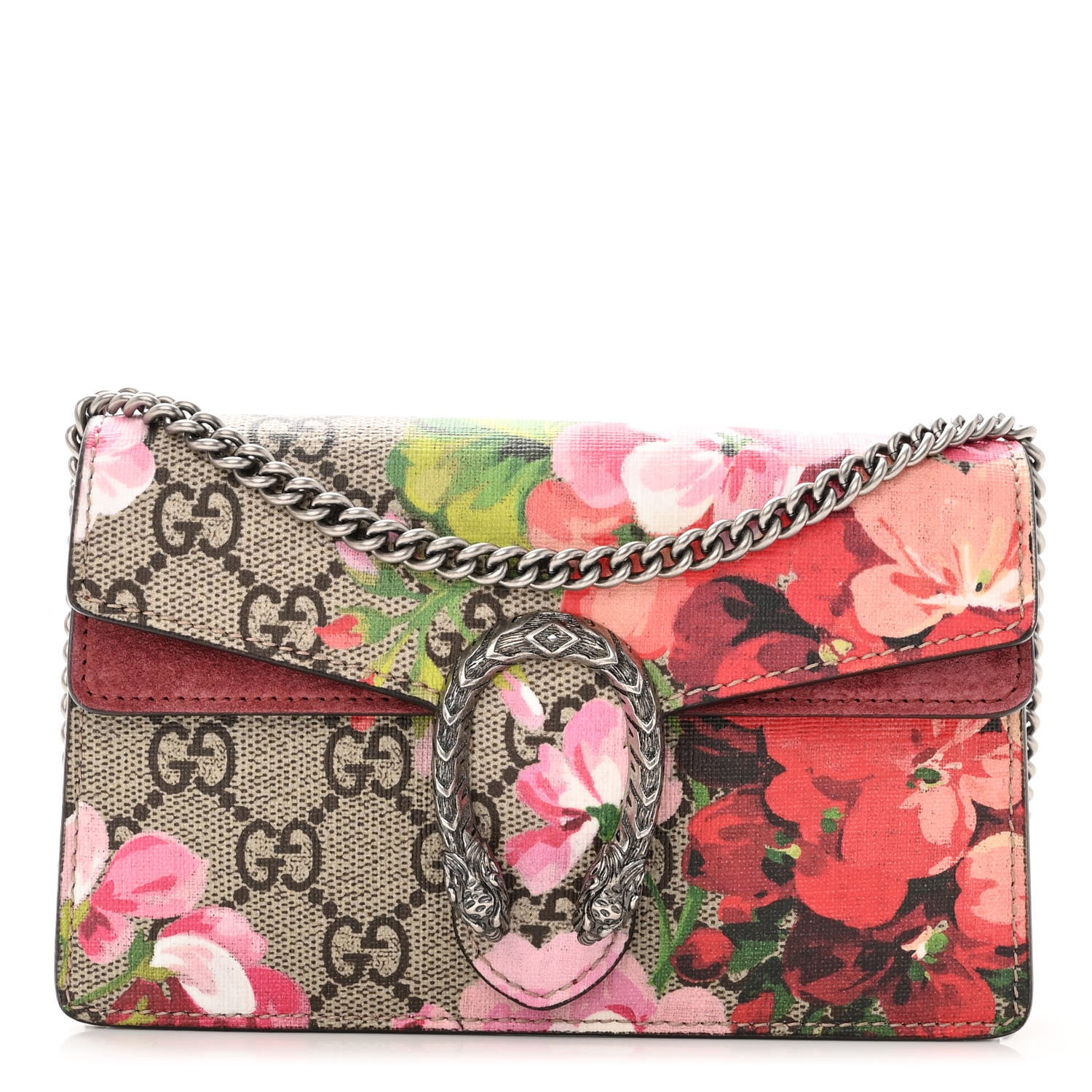 Gucci GG Supreme Monogram Blooms Super Mini Dionysus Shoulder Bag Beige Multicolor Dry Rose 1 of 10
