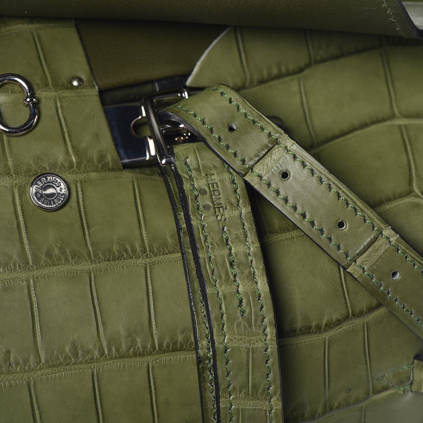 Crocodile Niloticus Ultra Soft Mini Steinkraus Saddle Vert Pelouse