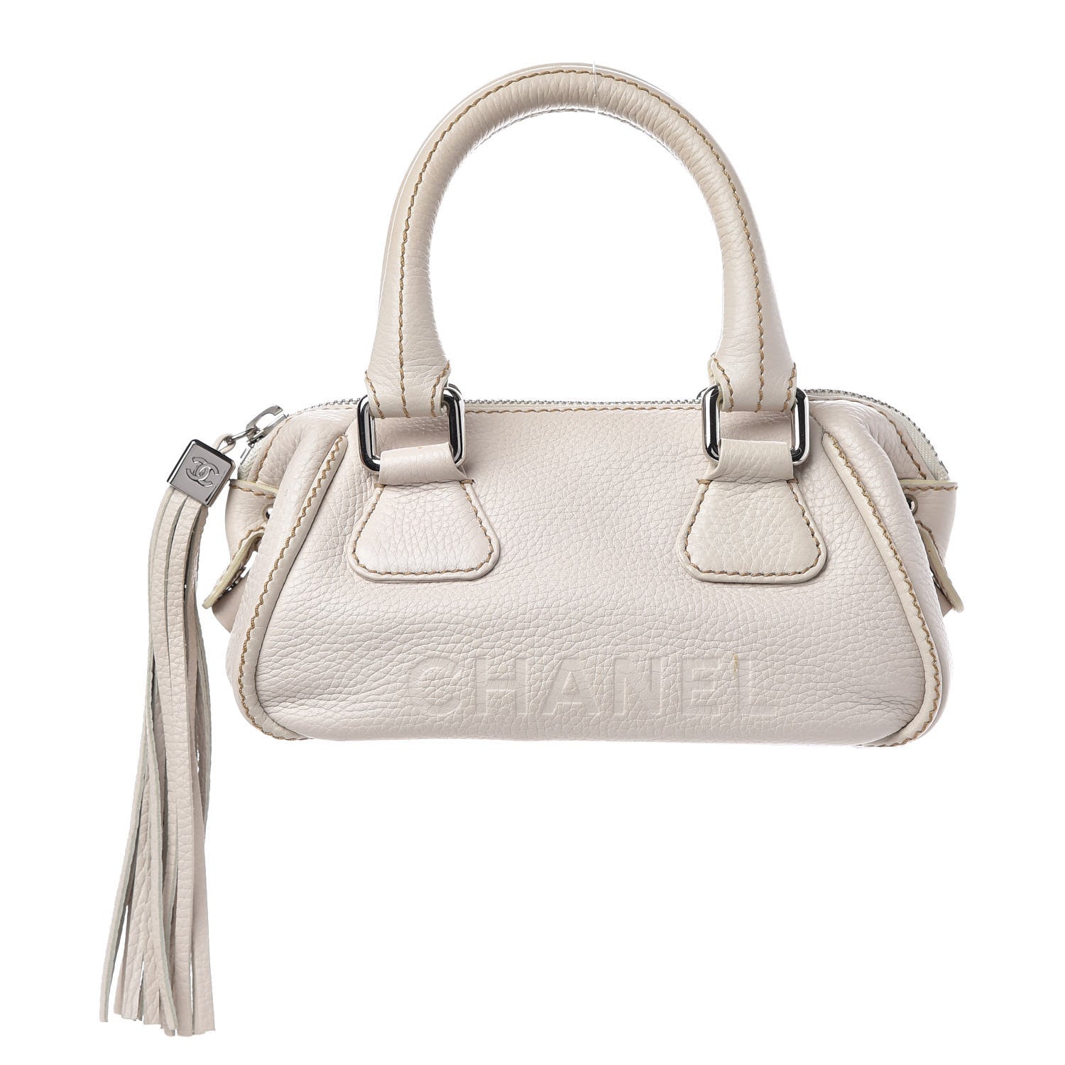 Chanel Calfskin Small Tassel Bowler White 1 of 16