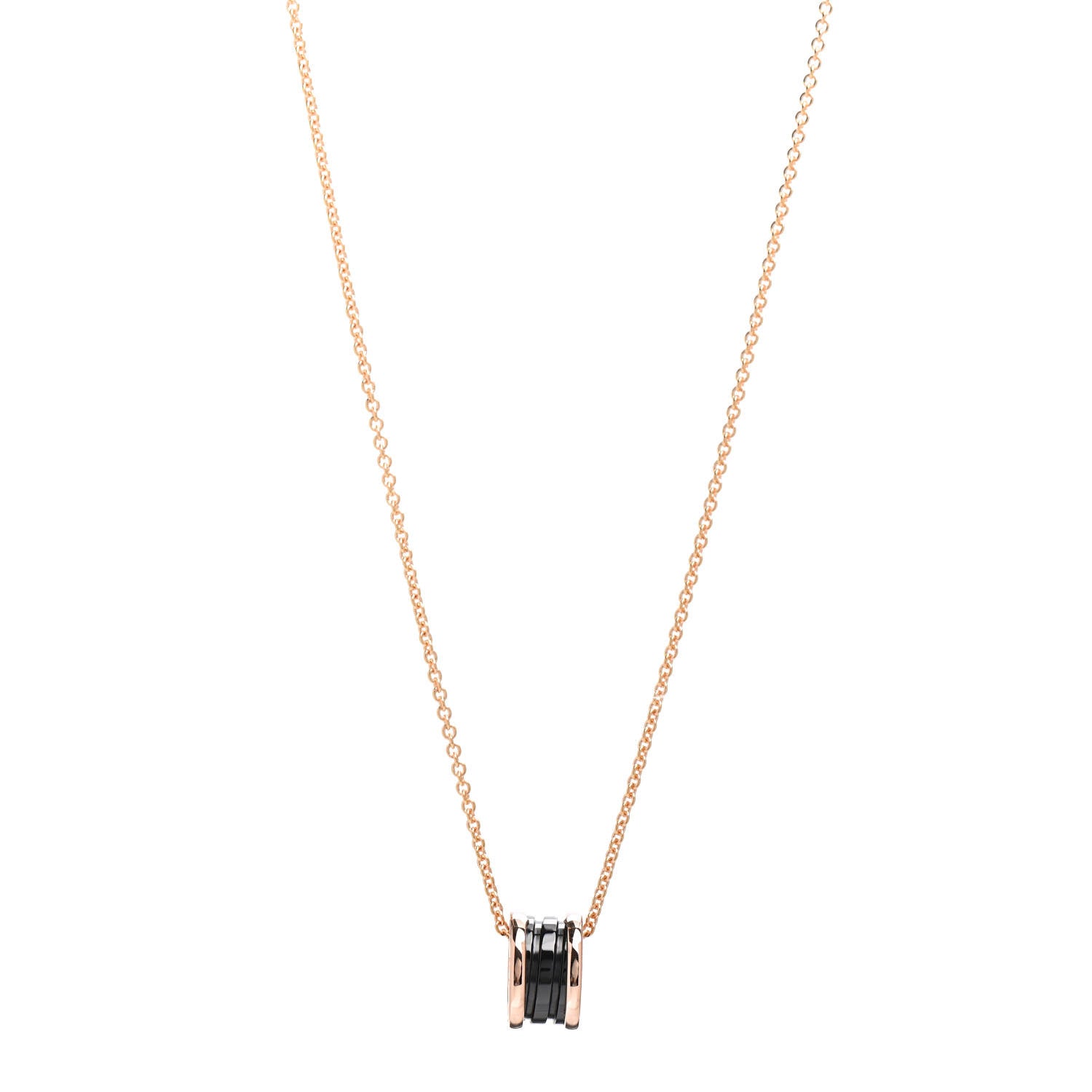 Bulgari 18K Rose Gold Black Ceramic B.Zero1 Pendant Necklace 1 of 6