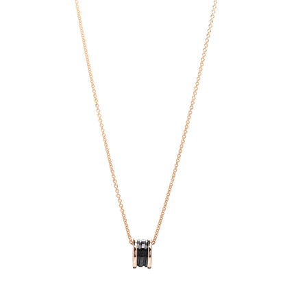 Bulgari 18K Rose Gold Black Ceramic B.Zero1 Pendant Necklace 1 of 6