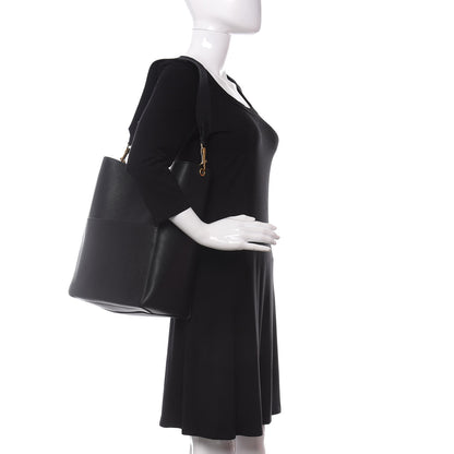Celine Soft Grained Calfskin Sangle Bucket Bag Black 2 of 8