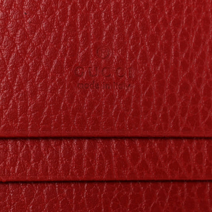 Gucci Pebbled Calfskin GG Marmont Card Case Hibiscus Red 6 of 8