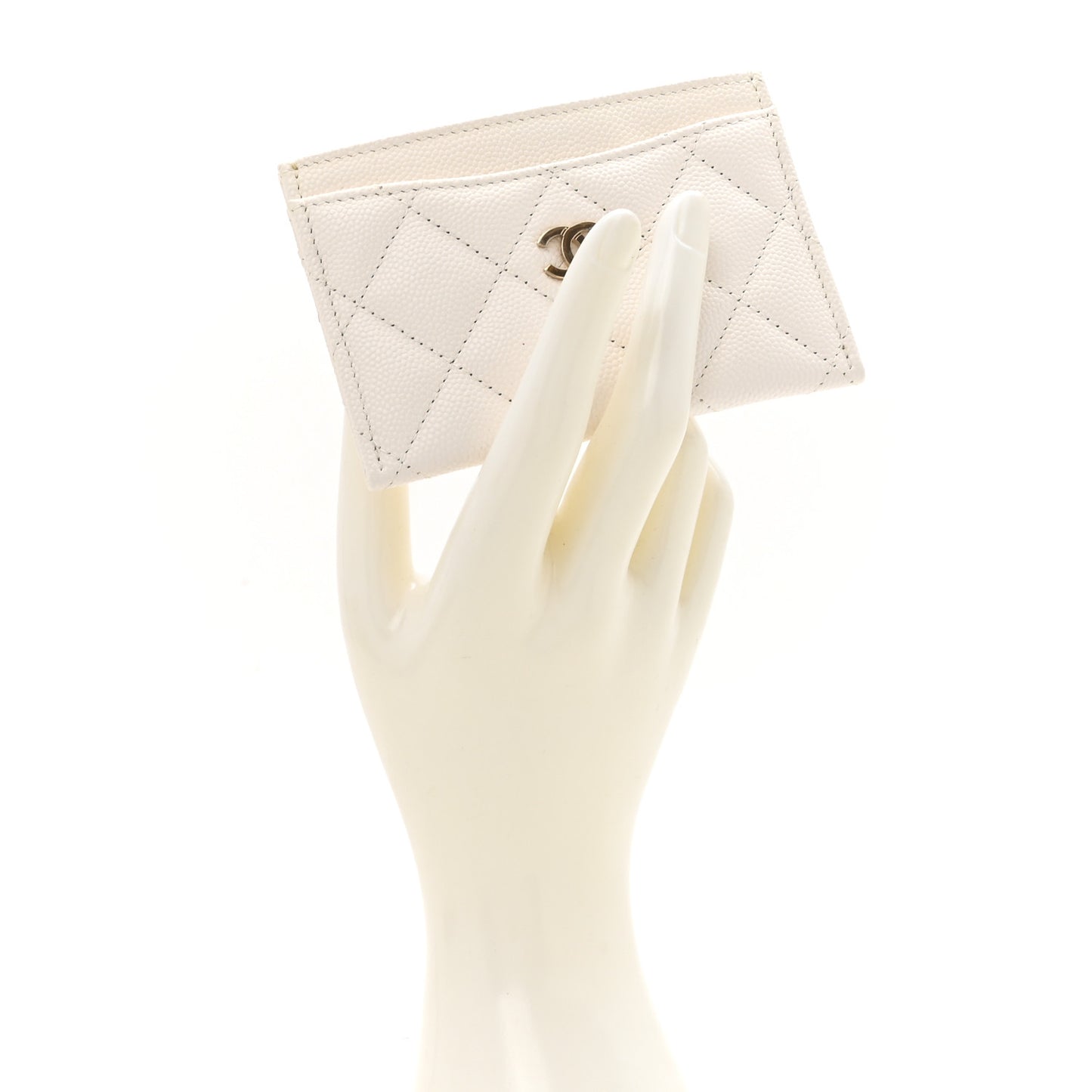 Caviar Quilted Card Holder White