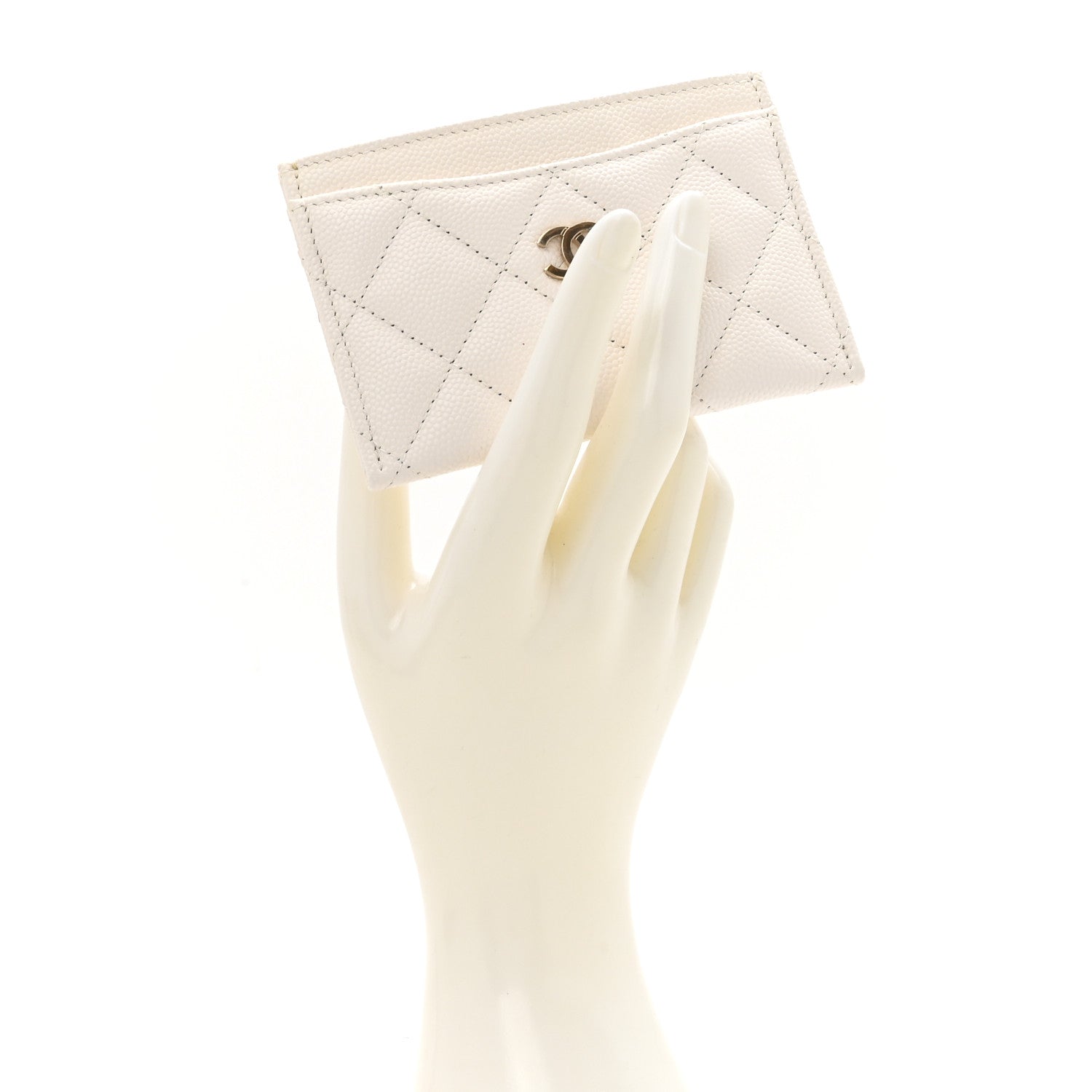 Chanel Caviar Quilted Card Holder White 2 of 9
